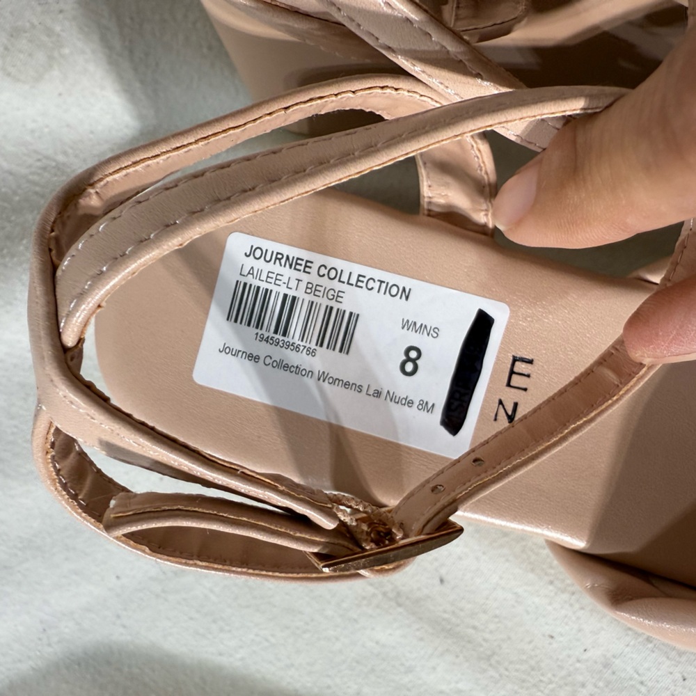 Journee Collection Lailee Nude Strappy wedge Sandals Size 8 - Picture 9 of 9